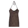 Leopard Print Halter Bodycon Mini Dress - Summer Sexy Waist-Hugging Style for Women