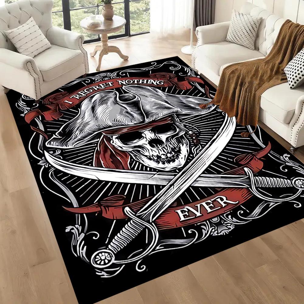 Knife Skull Floor Mat Perfect for Playrooms Dormitory Balcony Entryway Antislip Carpet Office home decor Spiritual Gift