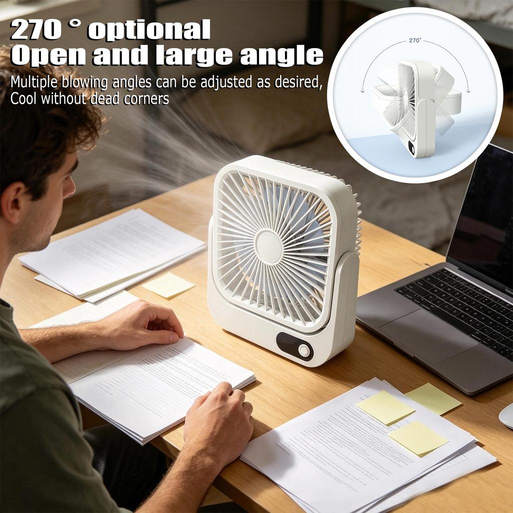 Multi- Portable Fan with, ° Rotating Handheld Desk Fan, Magnetic Hanging for Home Kitchen Use