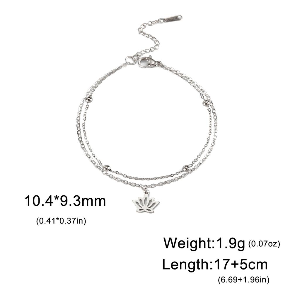 Lotus Pendant Bracelet For Women Natural Bead Charm Anklet Jewelry Anniversary Gift