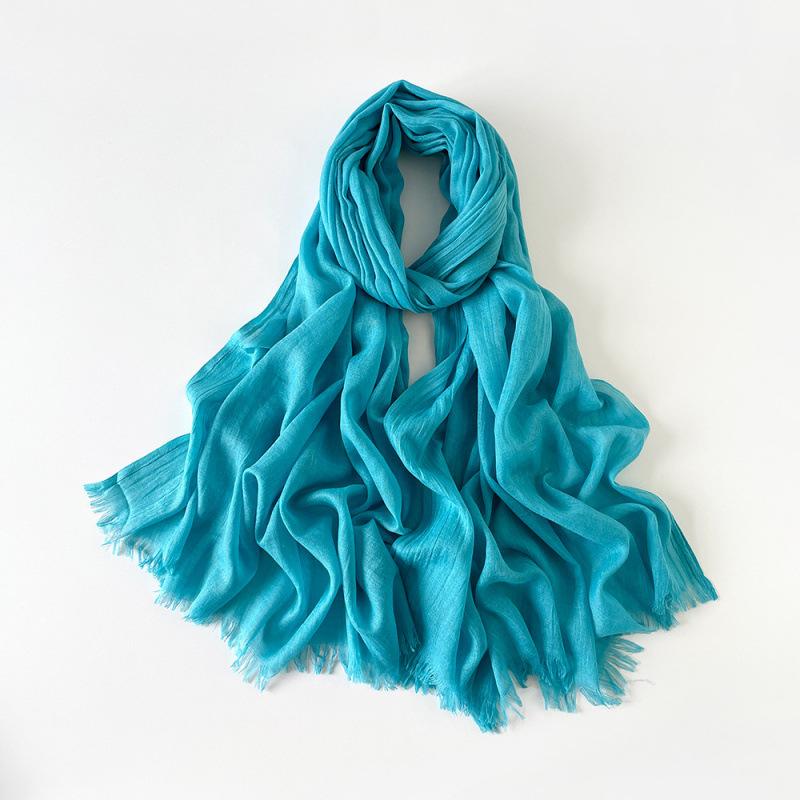 180 * 90 Cotton And Linen Scarf Sunscreen Folds Solid Color Human Cotton Silk Scarf Shawl Multi-Color Yarn Headscarf Women