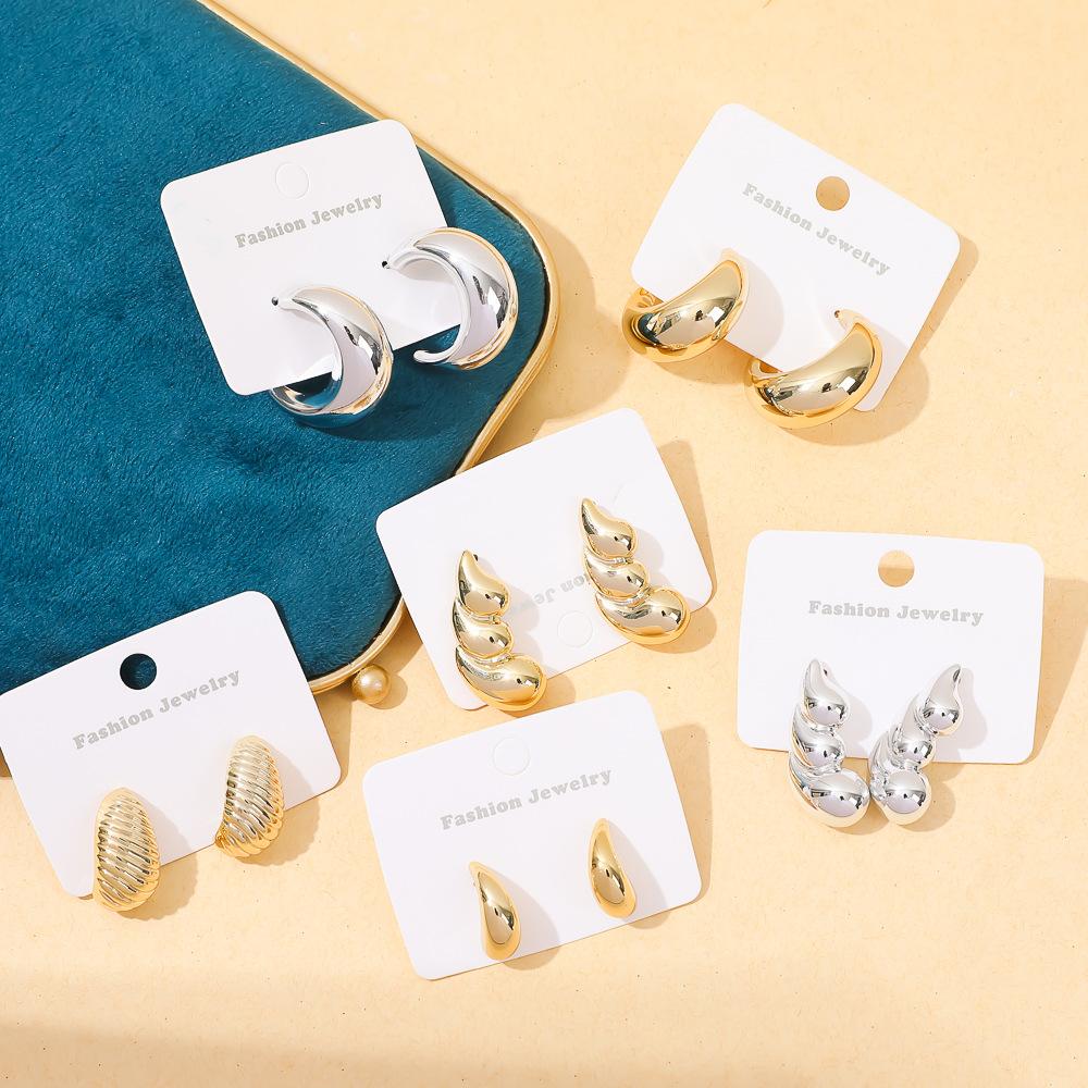 European and American ins geometric simple stud earrings acrylic niche high-end gold-plated earrings women's