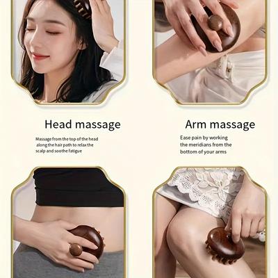 Multi-Functional Wood Therapy Massage Comb Scalp Head Massager Natural Sandalwood Circular Tooth Guasha Scraping Body Massager