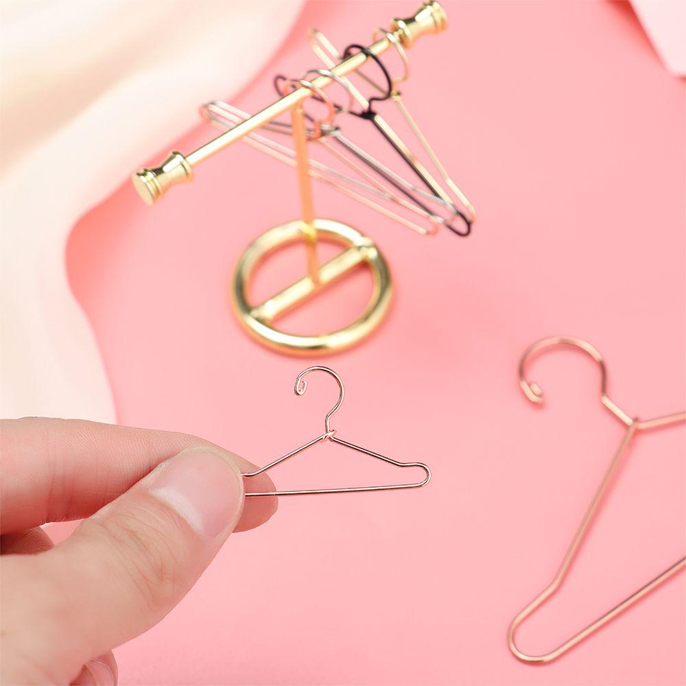 10pcs Multi-colors Cute Wardrobe Dress Clothes Hanging Metal Mini Hangers Doll Accessories
