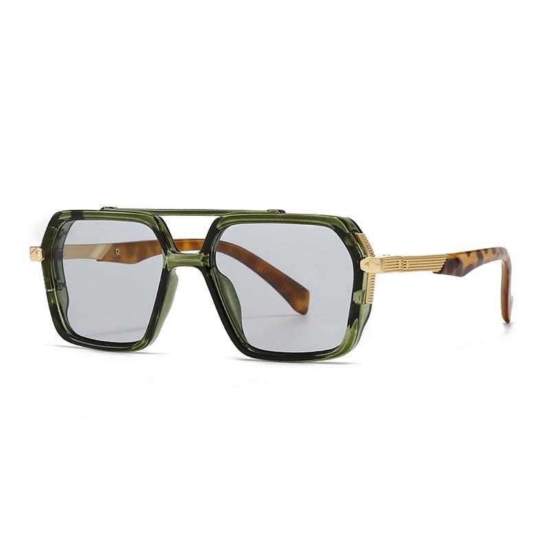 New European And American Style Men'S Aviator Glasses Retro Double Bridge Square Frame Sunglasses  Ready Stock 620