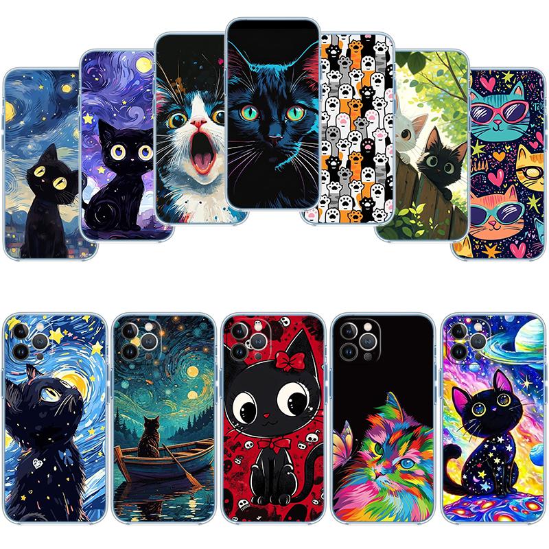 Cat Kitten Meow Transparent Phone Case for Motorola Moto Edge Plus G200 G23 E13 E15 E20 E30 G62 G71 G72 G75 G24 G15 Power