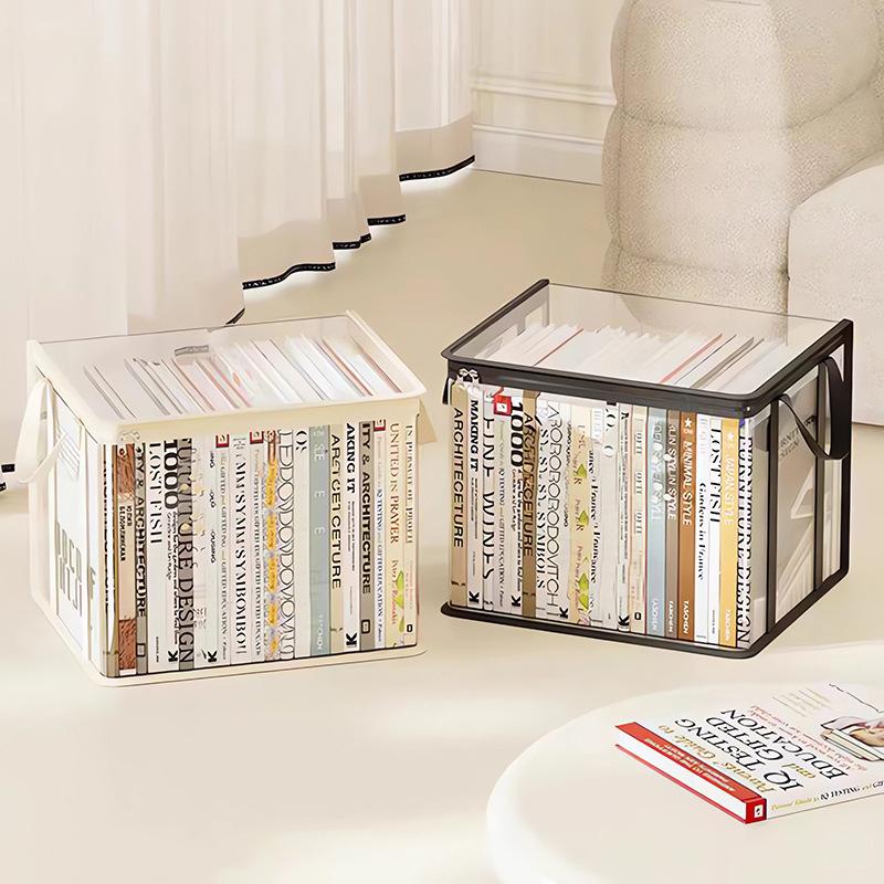 1Pc Book Organizing Box Student Classroom Book Storage Box Transparent Storage Household Large Capacity Textbook Storage Bag