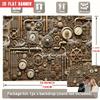2D Flat Party Backdrop Banner - Large Steampunk Theme with Gears, Pipes & Vintage Clock