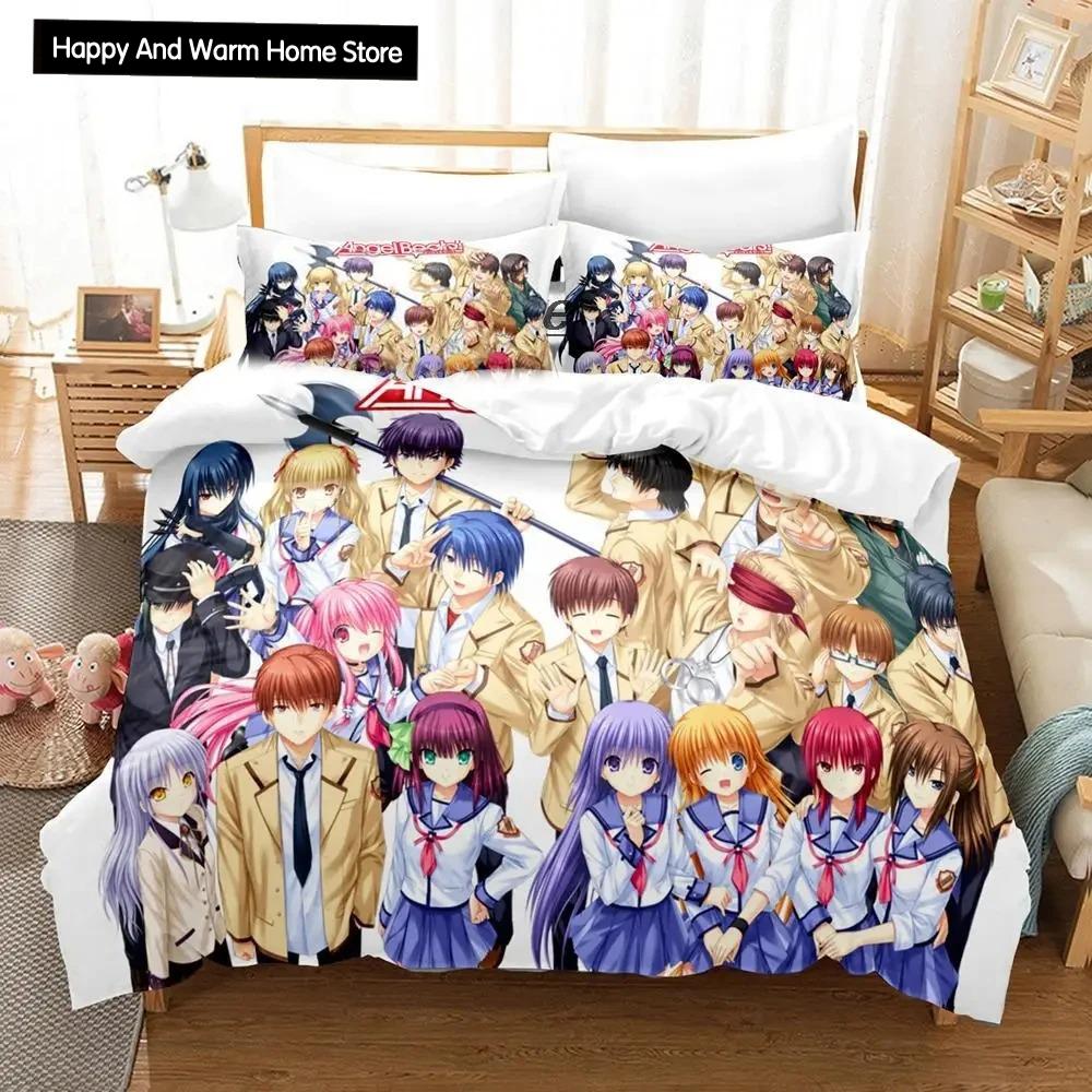 3D Print Anime Angel Beats Bedding Set Duvet Cover Bed Set Quilt Cover Pillowcase Comforter king Queen Size Boys Adult Bedding