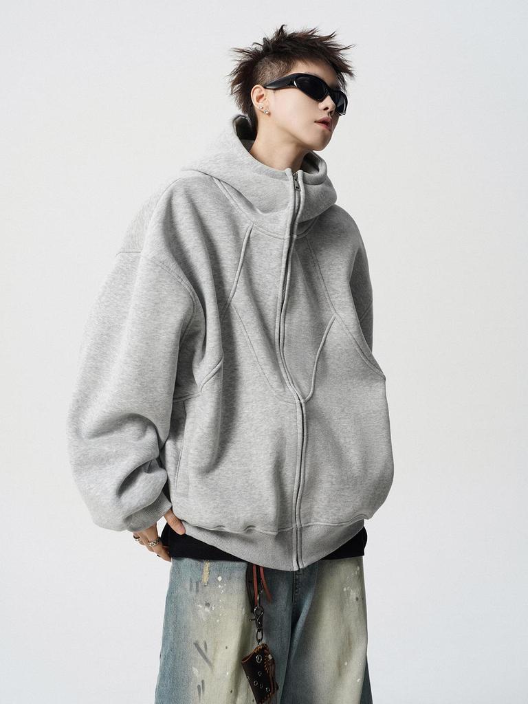 Men's Winter Heavyweight Fleece-Lined Deconstructed Patchwork Hoodie – Streetwear Trend