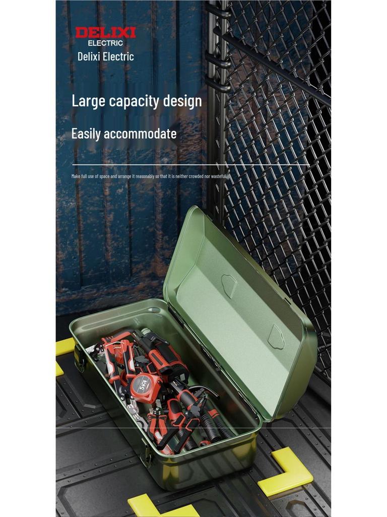 Delixi Industrial-Grade Metal Tool Box for Home and Auto Repair