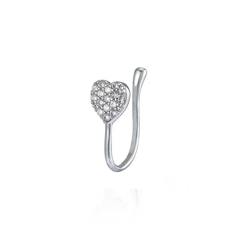 Windfreier Nasenpiercing-Ring, Einfacher Kupfer-Mikro-Eingelegter Zirkon Schmetterling Filigran U-förmiger Nasenclip, Trendiger Cooler Nasenschmuck