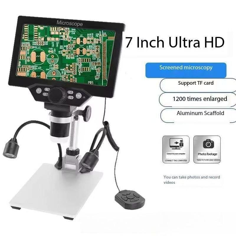 7 Inch 1200X Zoom Vertical Electronic Microscopes Camera Magnifier Ultra HD LCD Screen Digital Microscope