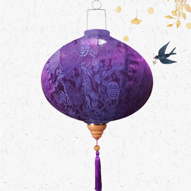 

12/14 Inch Retro Chinese Floral Silk Lanterns Japan Vietnam Mid-autumn Traditional Lantern For New Year Wedding Spring Decor 12inch