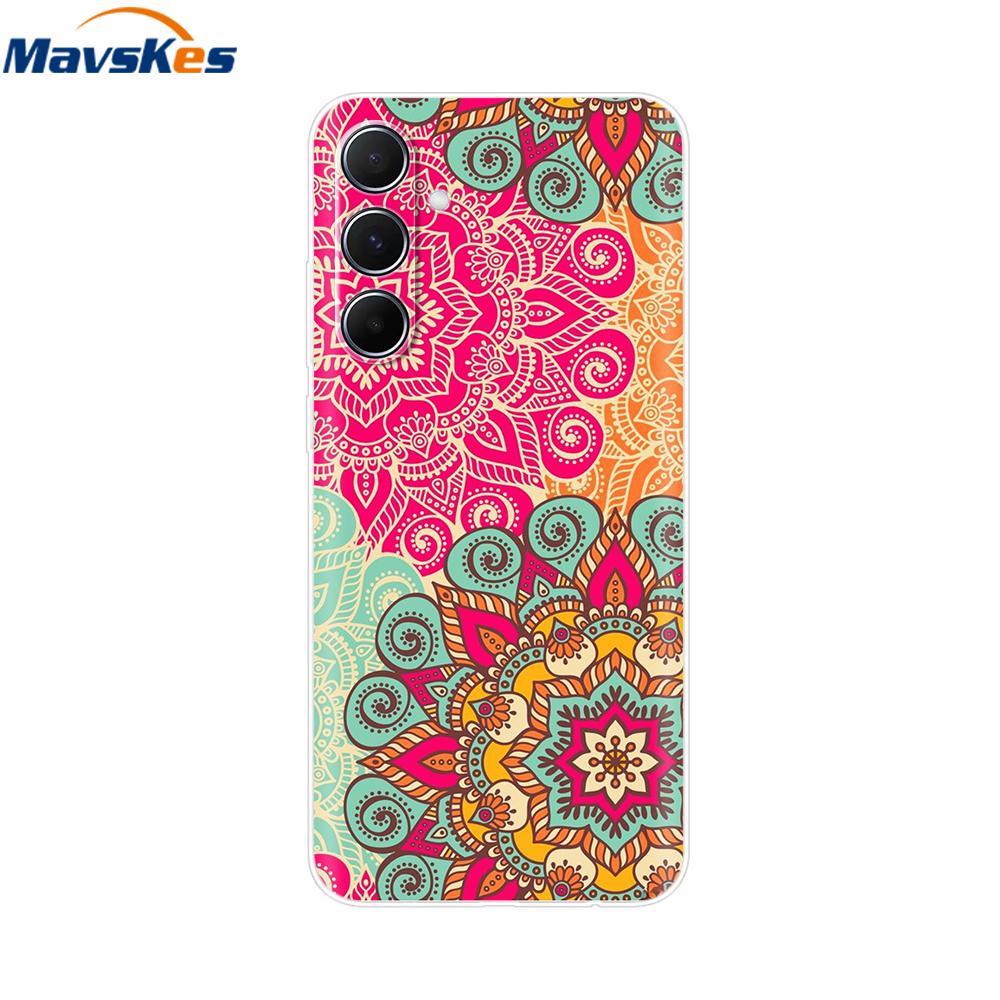 For Samsung Galaxy M35 5G Case Cute Cat Flower Painted Phone Cases For Samsung M35 Case M 35 SM-M356B Silicone Clear TPU Fundas