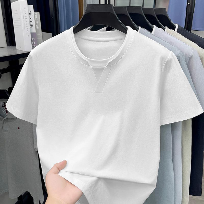 Short Sleeve Men s Summer Trendy Patchwork V-Neck Casualt M белый