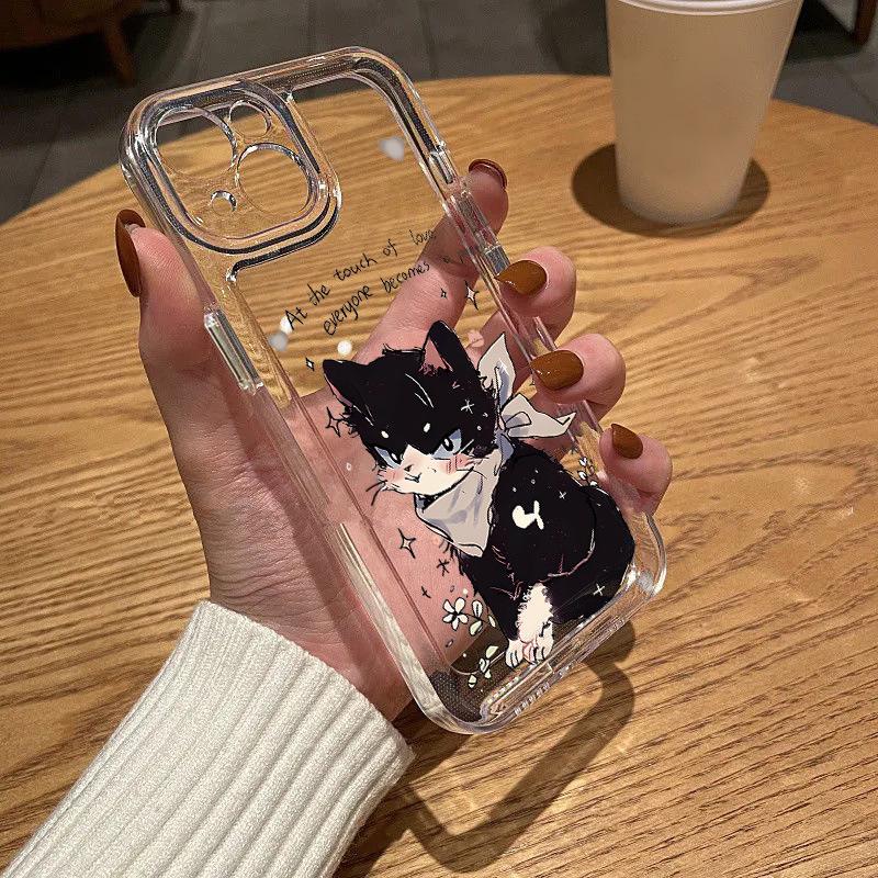 Naughty kitten applies to iPhone17promax mobile phone case Apple 16 cartoon 15/14 personality 13 anti-drop x