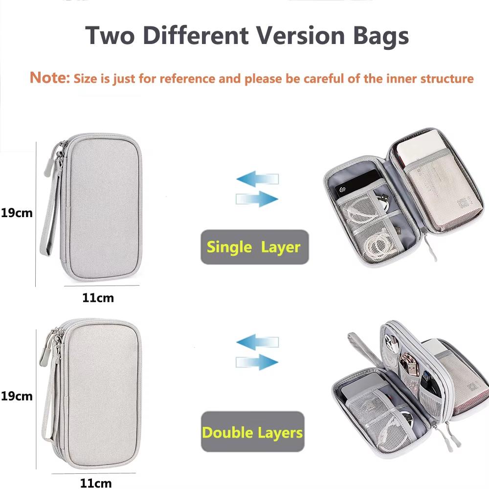 Data Cable Storage Bag Waterproof Portable Carry Case Storage Bag Travel Organizer Bag for Cable Cord USB Charger