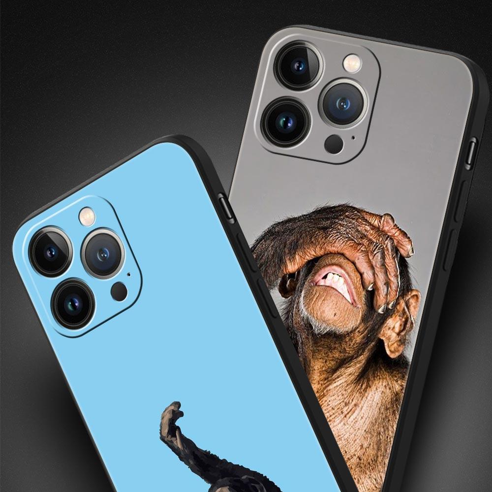 Cute Funny Monkey Phone Case For iPhone 17 16E 15 16 14 13 12 11 Pro Max 7 8 Plus Soft TPU Back Cover