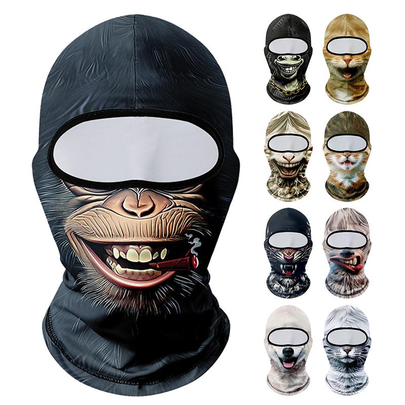 Balaclava Estampada de Animal Gato Cachorro Gorila Máscara Facial Unissex Adulto Esportes e Festa Fantasia Capuz para Cosplay ao Ar Livre