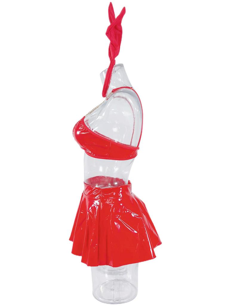 Valentine's Day Patent Leather Bunny Costume for Women