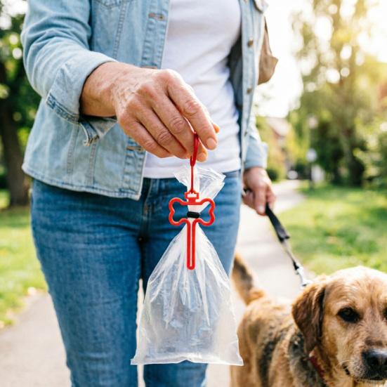 Dog Poop Bag Holder Bone-Shaped Poop Bag Carrier Dog Waste Bag Holder Hands-Free Leash Attachment for Outdoor Walking Training