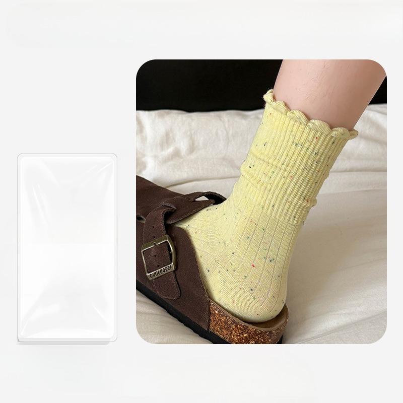 Female Autumn and Winter Simple All Go Up The Idea Gauze Fungus Lace in The Tube Pile Pile Cotton Socks