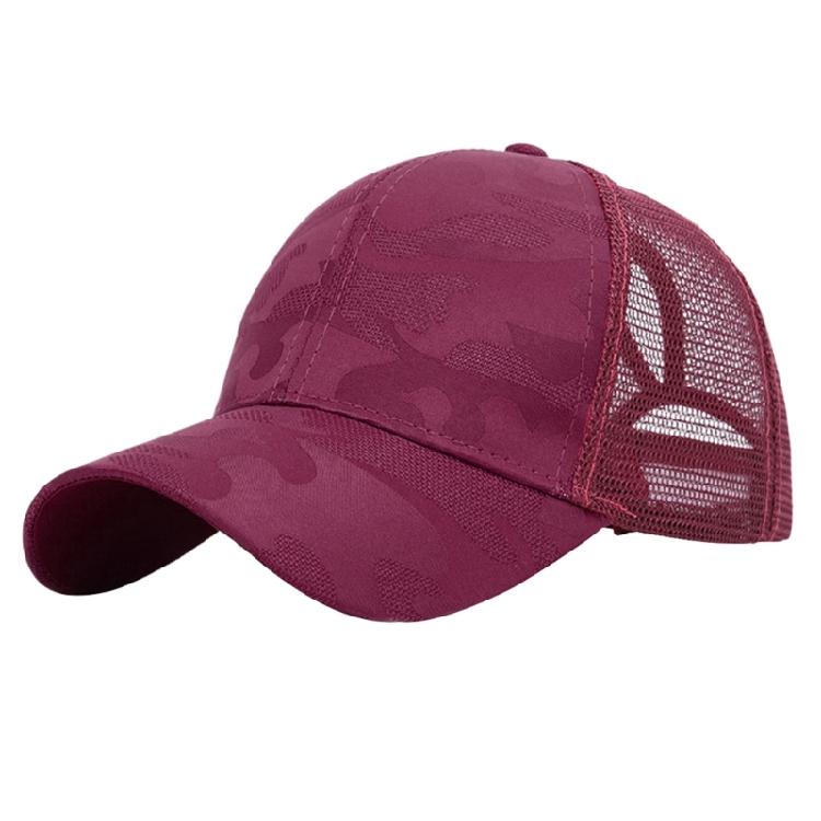 Women Outdoor Sports Hat with Ponytail Hole Camouflage Mesh Back Baseball Cap