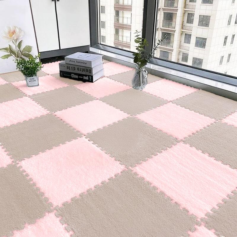 24PCS Solid interlocking foam mat - non slip EVA bedroom crawl floor mat living room decorative carpet