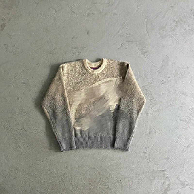 Mens Streetwear Knit Cardigan With Embroidered Letter Stand Collar Zip-Up Sweater Loose Fit