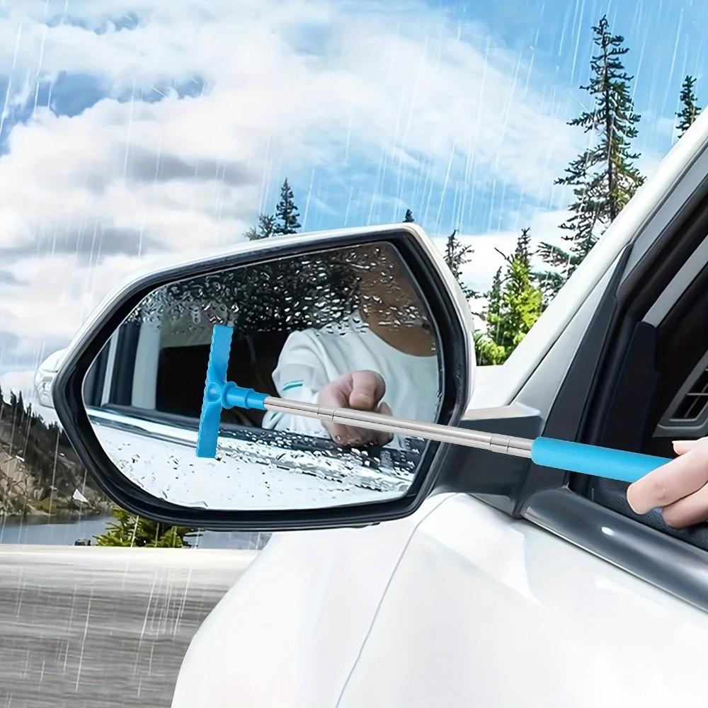 Retractable Car Rearview Mirror Wiper Stainless Steel Portable Window Cleaning Brush Handheld Glass Defogger Wiper
