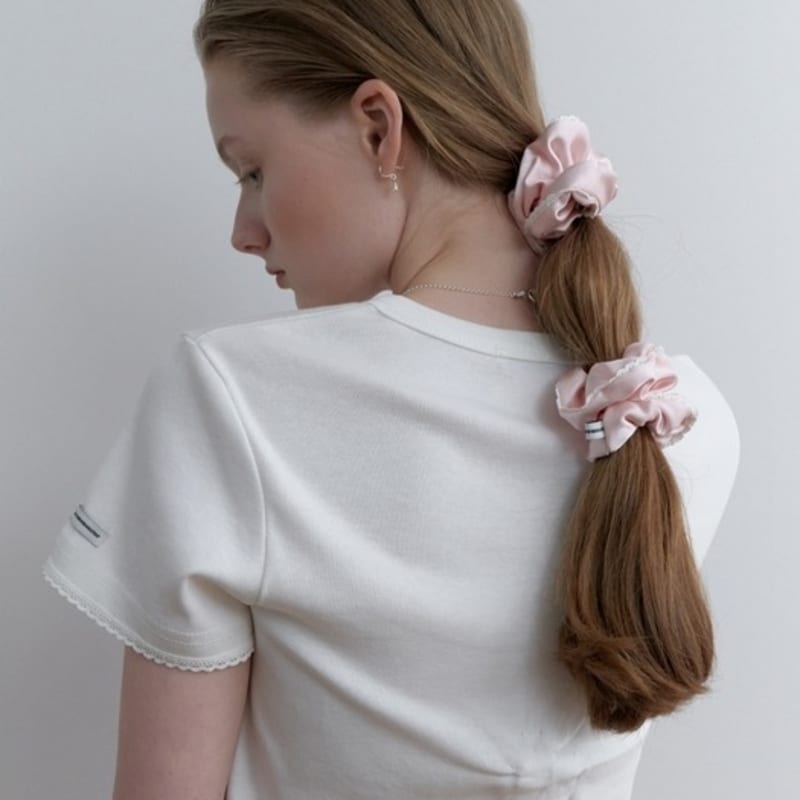 LOVE ME MONSTER Pure Cotton Lace Satin Scrunchy S (L251MHA040)