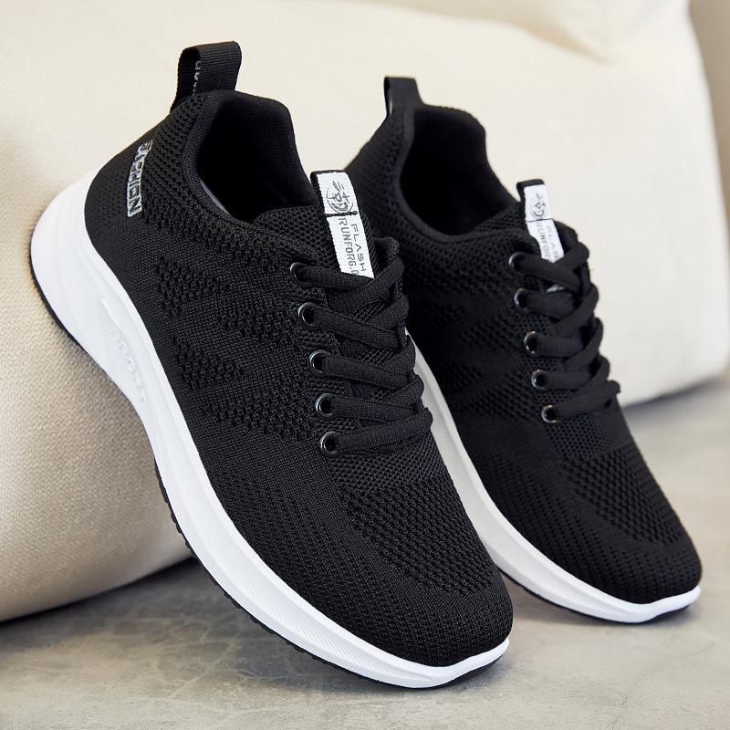 Shoes women's spring new breathable fly-woven mesh running shoes flat-soled lightweight soft-soled sports shoes women