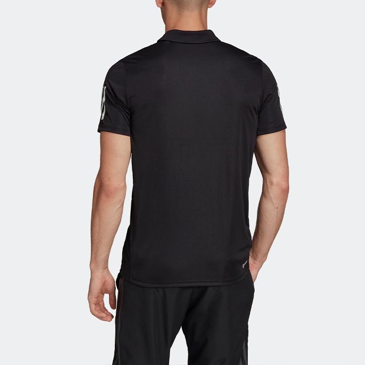 adidas Solid Color Logo Tennis Sports Short Sleeve Polo Shirt Black Men's HB6224