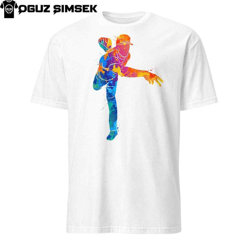 Abstract Colorful Silhouette Baseball Player Hitting the Ball Graphic T-Shirt Mens Womens Tees Top