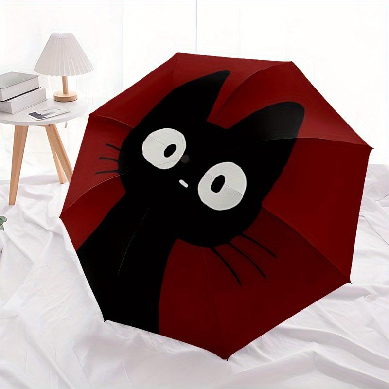 1pc Cat Circle Automatic Open/close Folding Compact Cute Umbrella, 8-Rib Sturdy Canopy, Lightweight Portable, Commuting Use, Gift, 080