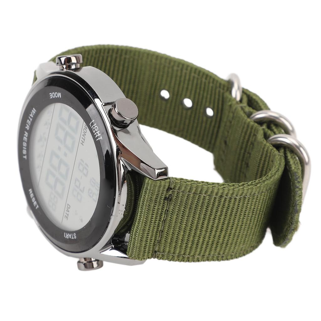 Men Digital Sports Watch Rainproof Alarm Countdown Dual Time Zone Nylon Strap Digital Watch with Stopwatch for Outdoor
