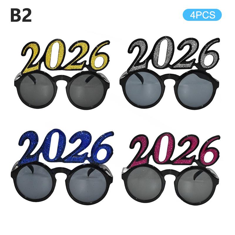 Occhiali da Vista Numero 2026 Occhiali Buon Anno 2026 Occhiali da Sole Glitter Diamante Oggetto di Scena Cosplay Decorazione Festa di Natale Occhiali Divertenti