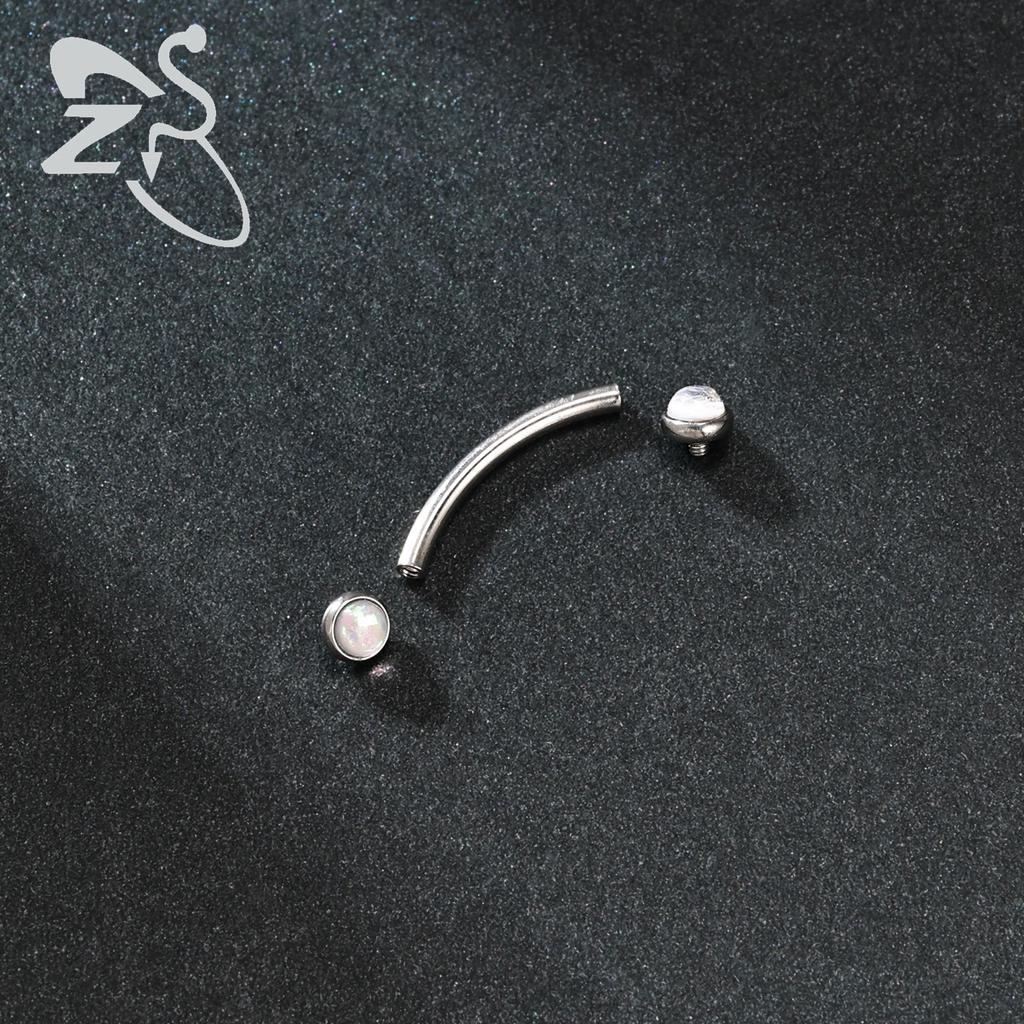 14G Stainless Steel Opal Curved Barbell Eyebrow Ring Cartilage Earring Crystal Labret Piercing Jewelry 6/8/10/12/14mm