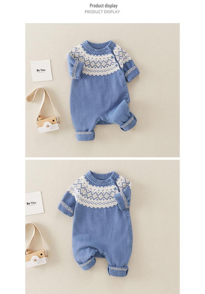 Newborn Baby Boy Autumn Romper: Class A, 100-Day Full Moon Outfit, Spring/Autumn Jumpsuit