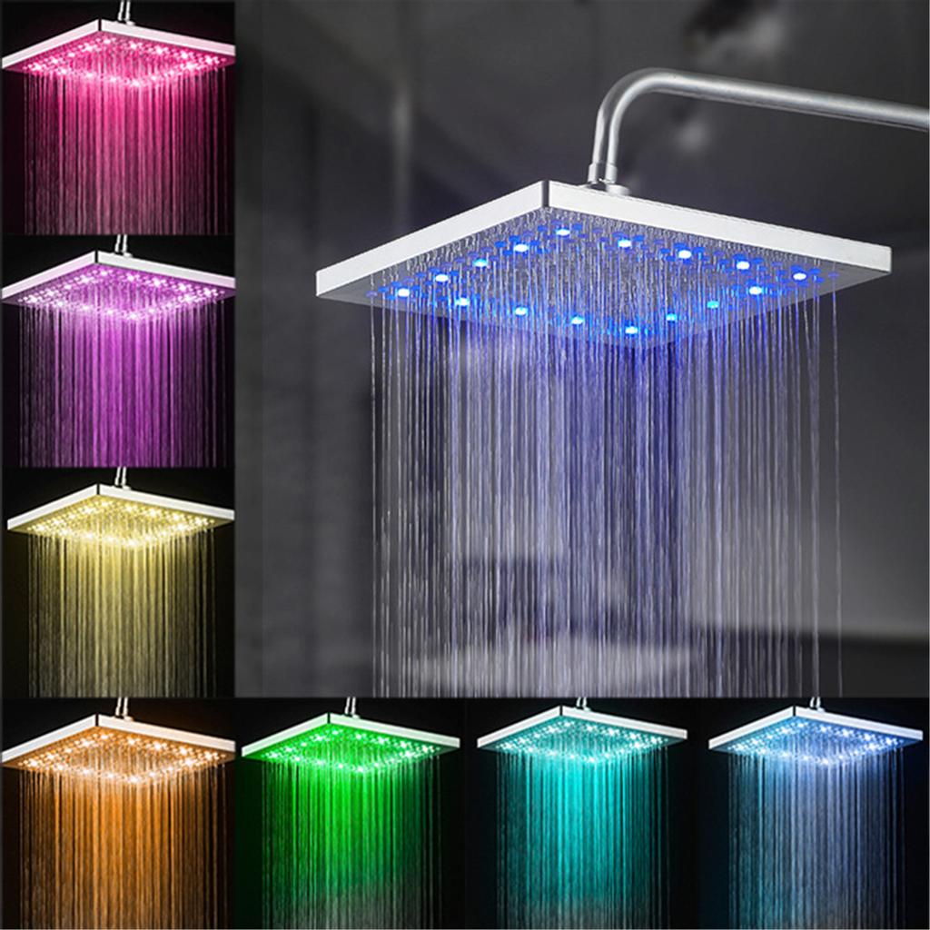 Buy 8 Inch LED Rainfall Square Shower Head Automatically 7 Color ...