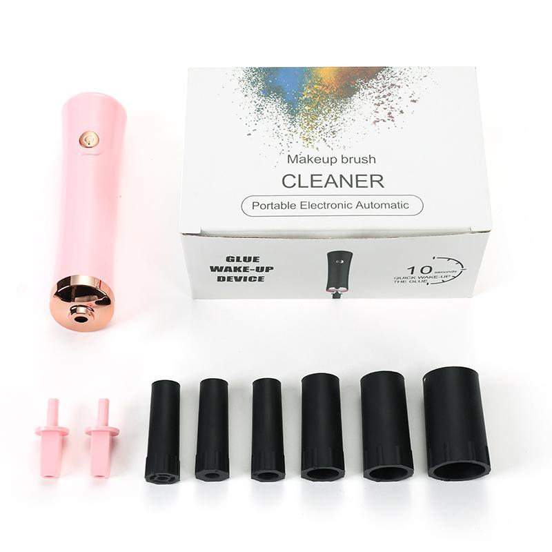 Electric Eyelash Glue Shaker for Nail Polish Tattoo Ink Pigment Liquid Shaking Machine with 2pcs Connector 6pcs Glue Cover Die
