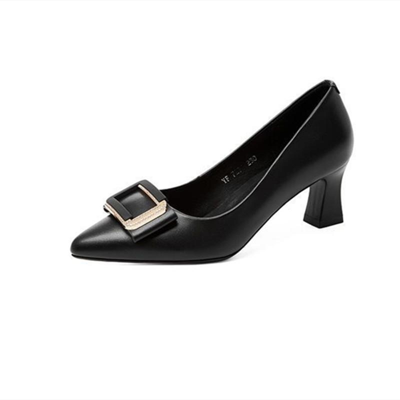 sapatos femininas women cute beige pointed toe high quality slip on shoes lady fashion black comfort summer heel shoes ga151