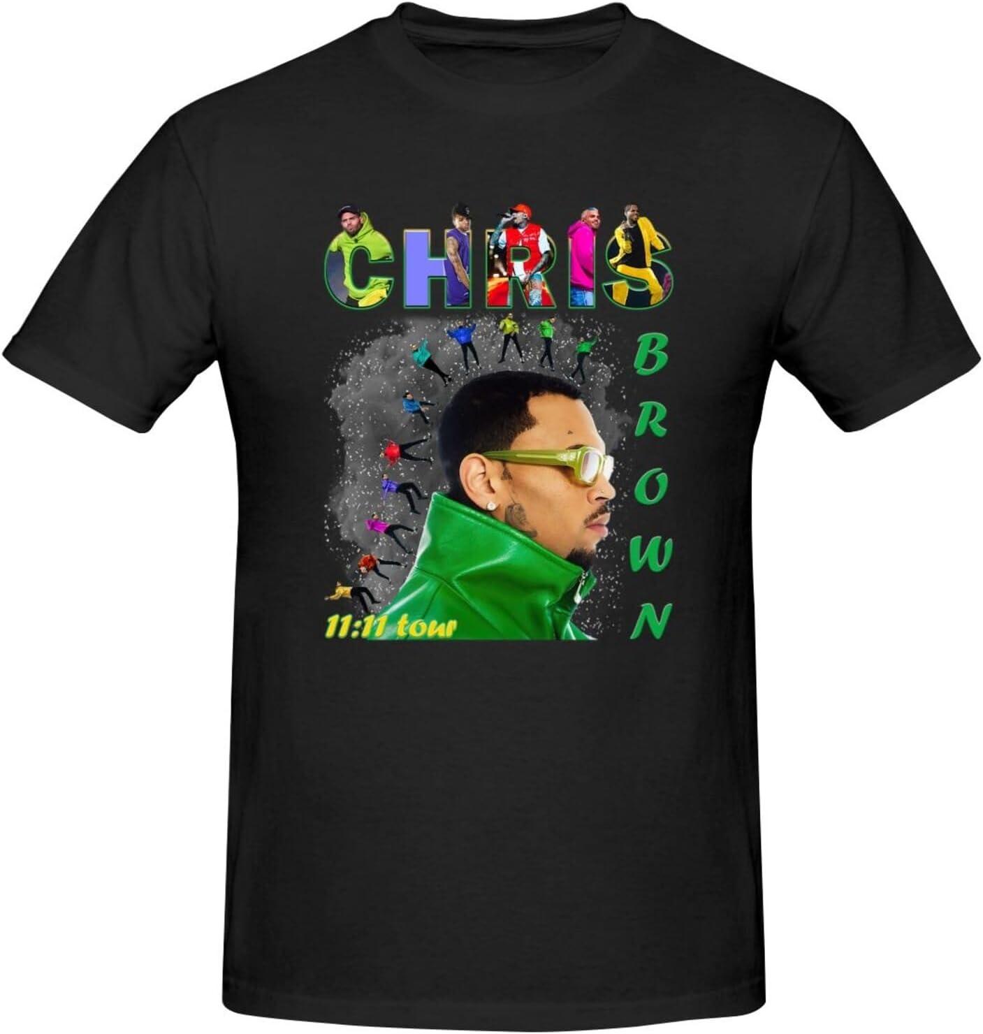 QFFGTNHJ Men s Chris Music Brown Summer Fashion Pattern T-Shirt(1) S