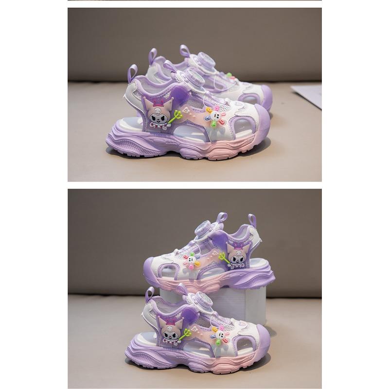 Children's Closed-Toe Sandals Stylish Kuromi Pattern Princess Shoes for Girls, Toddler & Youth Sport Sandals, Student Footwear