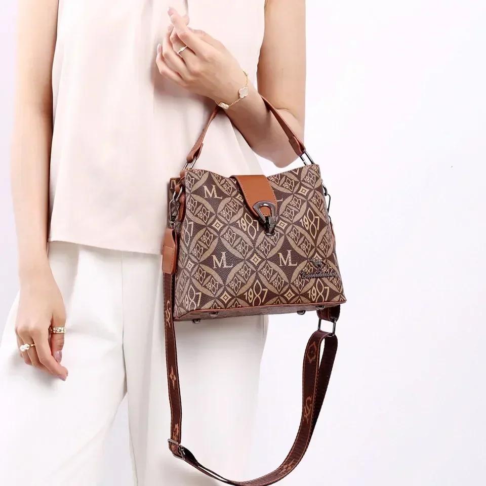 Neue tragbare, vielseitige Messenger-Schultertasche mit Vintage-Print für Damen mit großer Kapazität