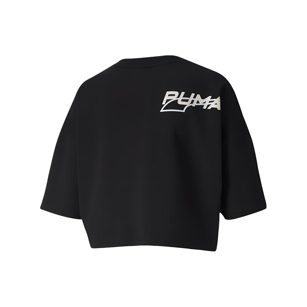 Puma Evide Form Stripe Crop Tee Women Tops Black 597397-01