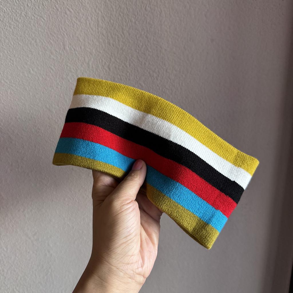 Breites Strick-Stirnband im koreanischen Stil mit Buchstaben-Design für Fitnessstudio und Sportbekleidung