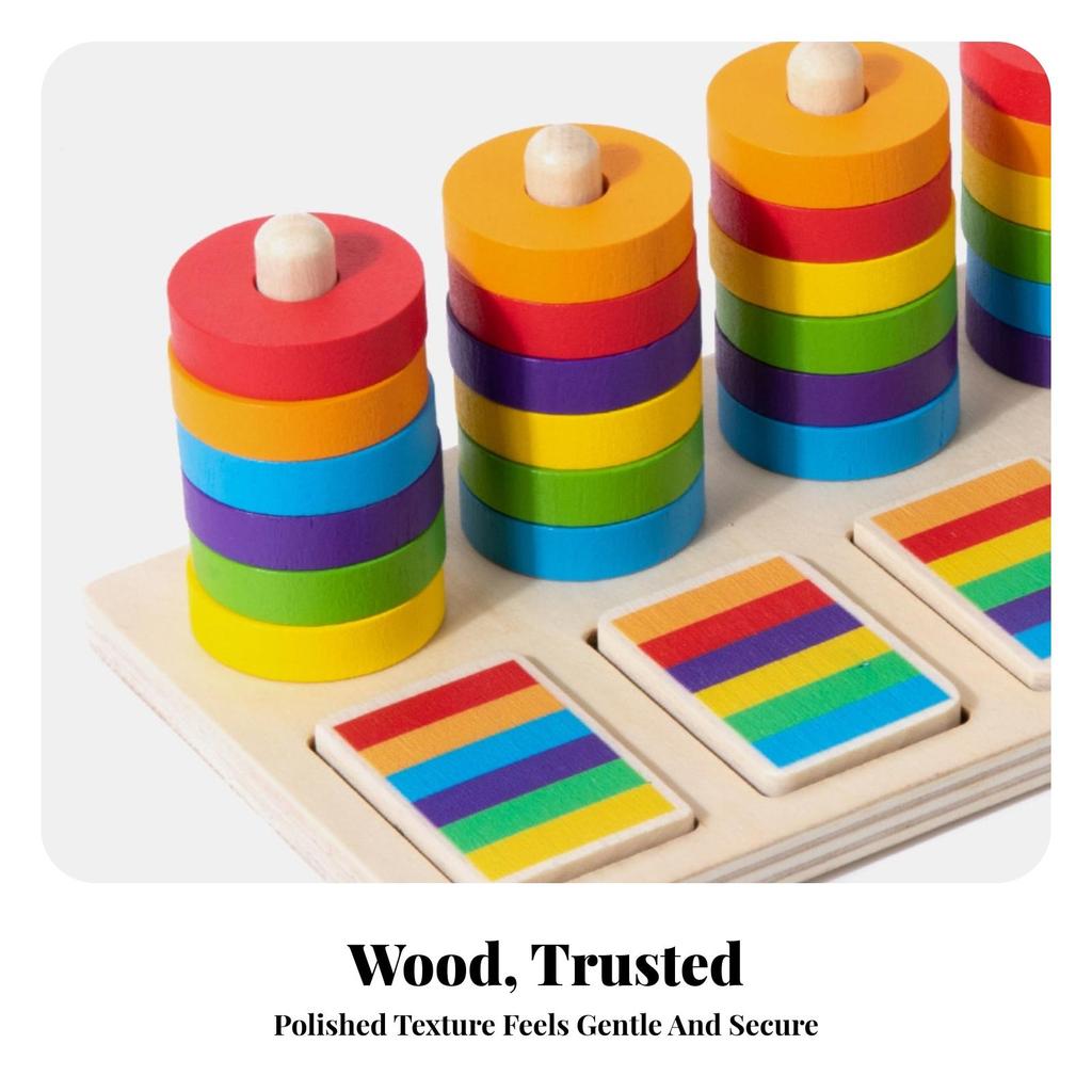 Wooden Educational ColorSorting Toy FineMotor Color Matching Board