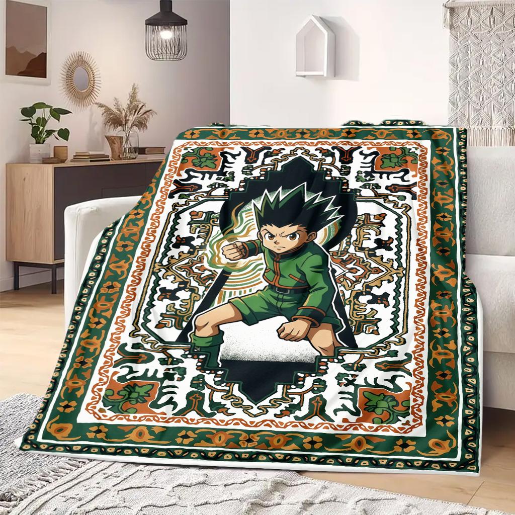 Hunter Anime Print Blanket Warm Comfortable Flannel Blanket Suitable for Bedrooms, Sofas, Beds, Chairs, Picnics, Travel